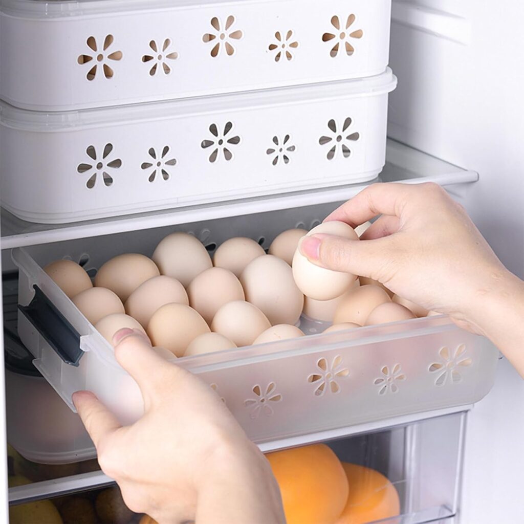 Swetopq Holder for Refrigerator 24/48 asket Double Layer Storage Racks Stackable Storage Tray