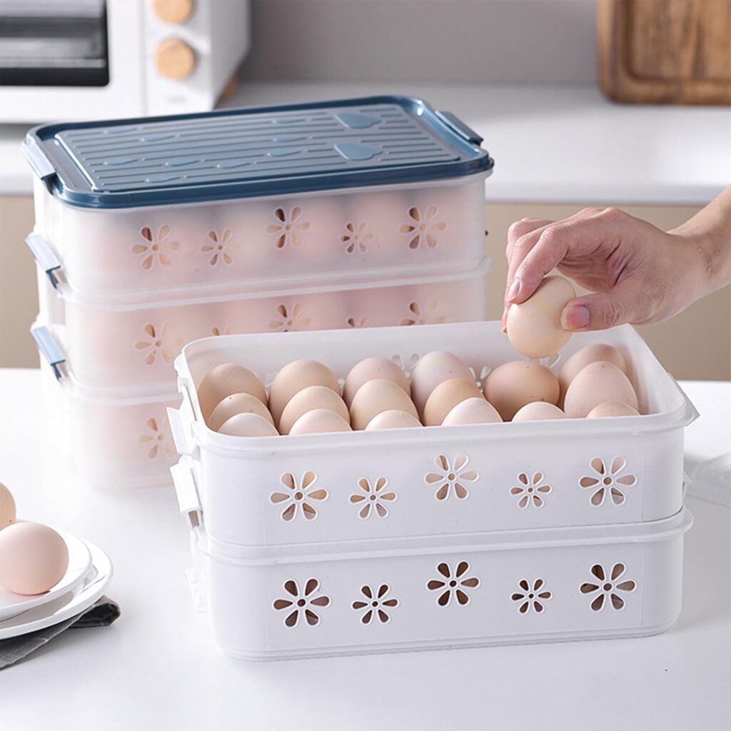 Swetopq Holder for Refrigerator 24/48 asket Double Layer Storage Racks Stackable Storage Tray