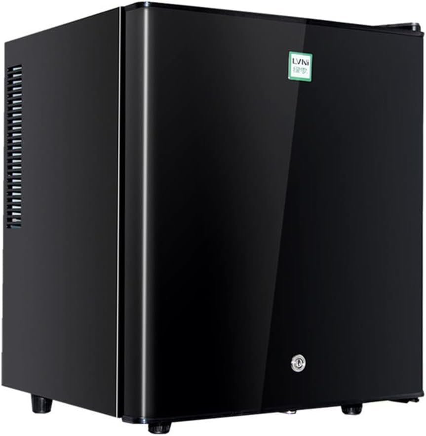 30L Mini Fridge Under Counter Freestanding Larder Refrigerator Table Top Fridge With Cooling And Heat Function LED Light + Lock And Key Quiet For Bedrooms, Hotels  Guest Houses (Color : Black solid
