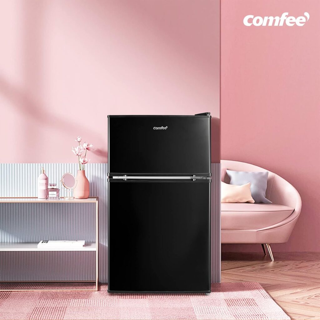 COMFEE RCT87WH2(E) 87L Under Counter Fridge Freezer, Interior Light, Adjustable Shelves, Reversible Door, Low Noise, White           [Energy Class E]