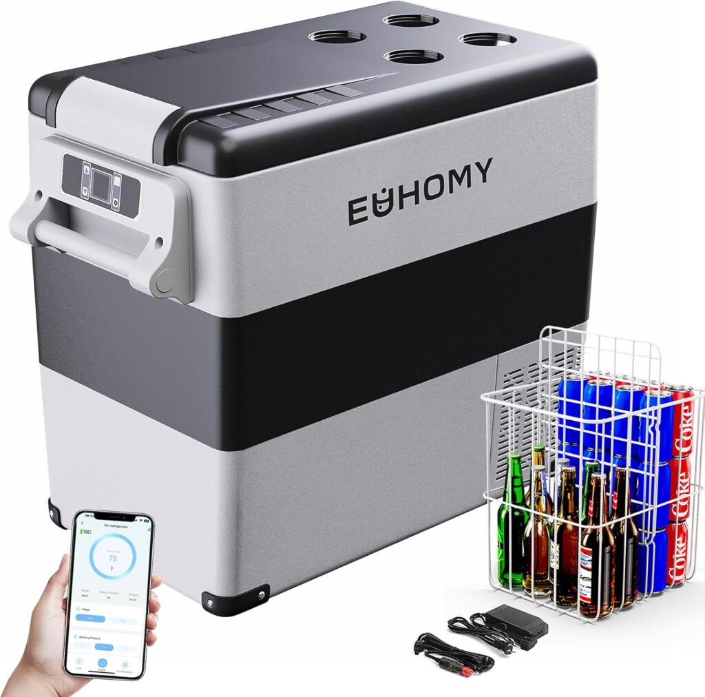 EUHOMY 25L Camping Fridge Freezer with APP Control, 12V/240V Dual Voltage, -20℃ to 20℃ Ultra-Quiet Compressor Car Fridge for Travel, Outdoor Adventures  Home Use           [Energy Class A]