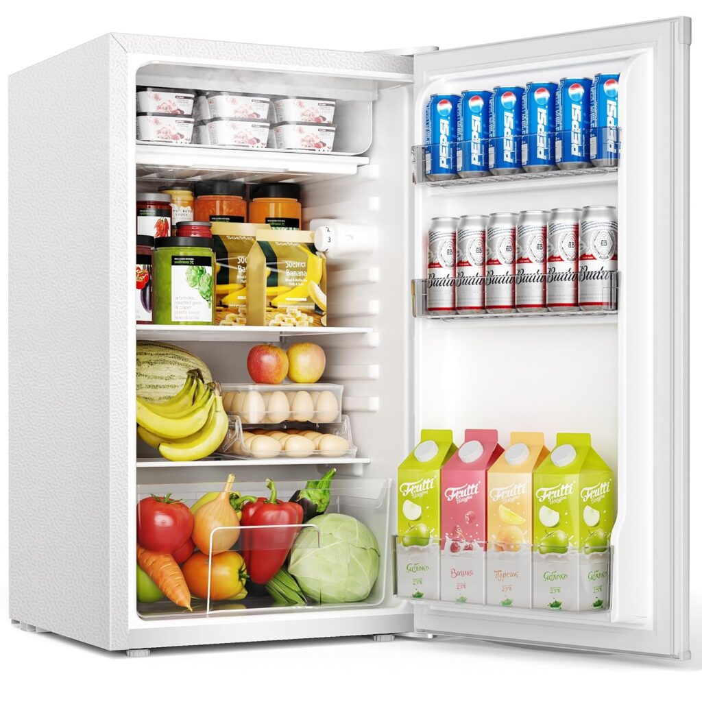 EUHOMY 91L Under Counter Fridge Freezer with Cooler Box, Undercounter Mini Fridge, 7-Stage Thermostat, 82L Refrigerator  8L Freezer, 39dB Ultra-Quiet Energy Efficient for Dorm/Office/Bedroom, White