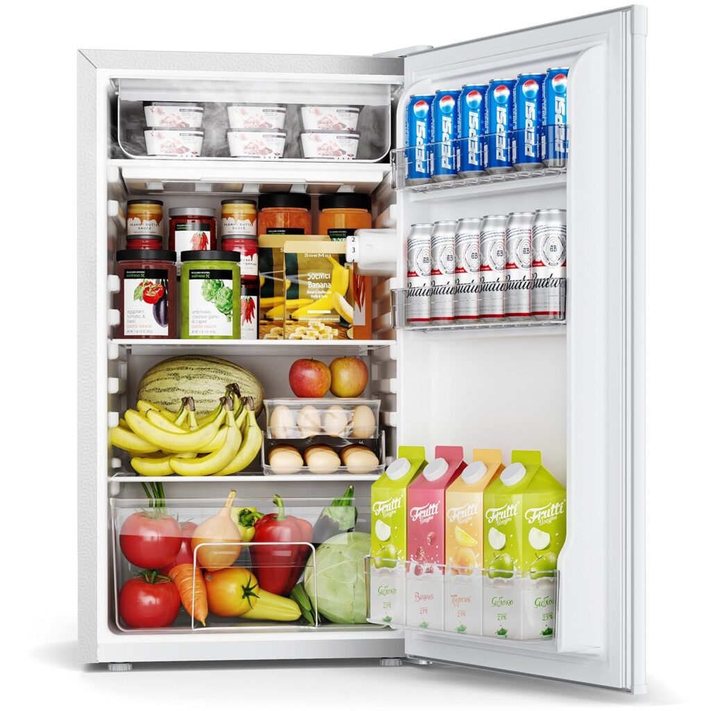 EUHOMY 91L Under Counter Fridge Freezer with Cooler Box, Undercounter Mini Fridge, 7-Stage Thermostat, 82L Refrigerator  8L Freezer, 39dB Ultra-Quiet Energy Efficient for Dorm/Office/Bedroom, White