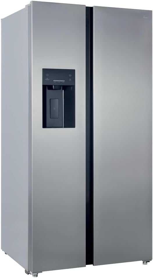 HOOVER Free Standing Side By Side Fridge Freezer, 2 Doors, No Frost, E Class, 556L Total Capacity, Water and Ice Non Plumbed Silver 91x70x178cm - HOSS3T918EIXK           [Energy Class E]