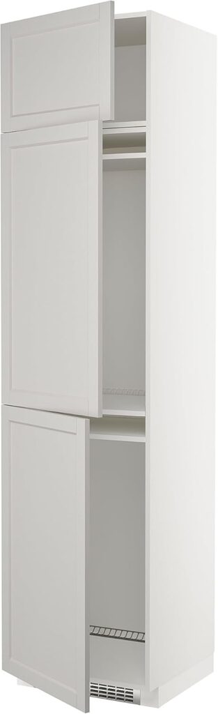 ProTuning METOD High cab f fridge/freezer w 3 doors, white/Lerhyttan light grey, 60x60x240 cm