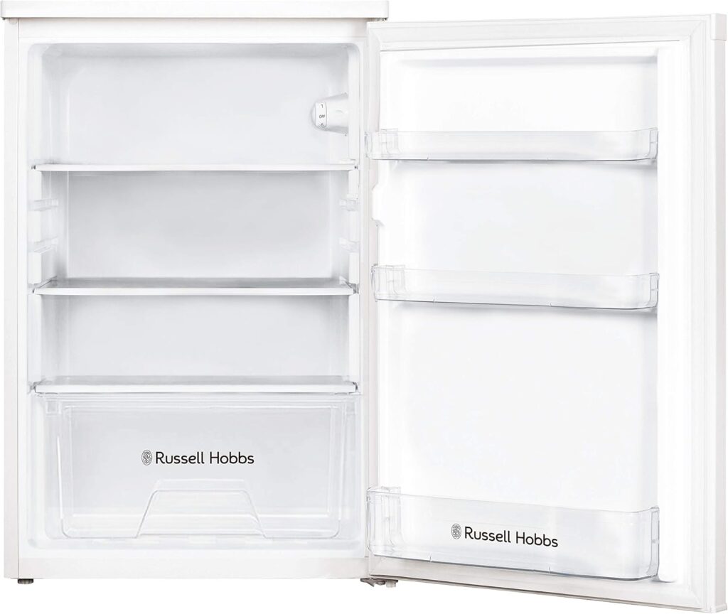 Russell Hobbs RHUCLF2W Freestanding Undercounter Larder Fridge, 111 liters, White, Noise level: decibels 41           [Energy Class F]