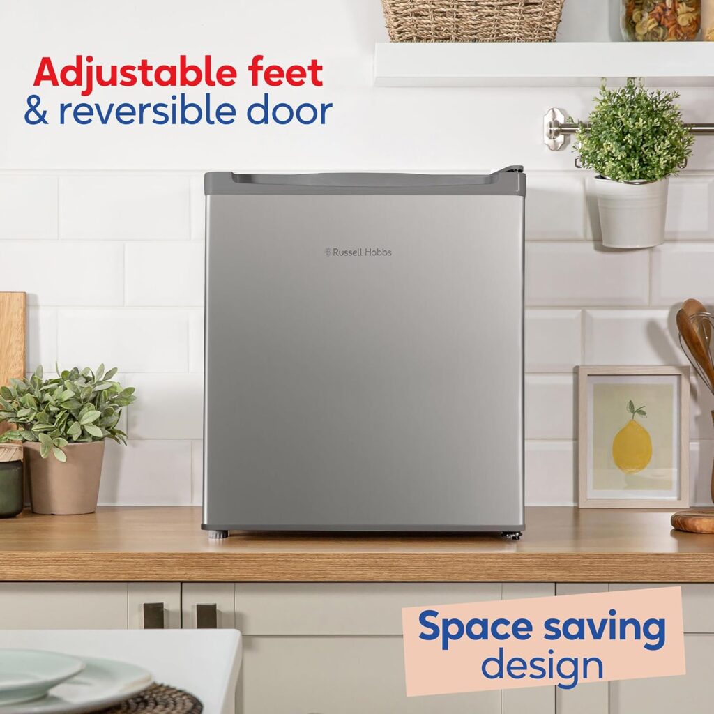Russell Hobbs Table Top Larder Mini Fridge 40L Capacity, Quiet Running 39DB, Reversible Door, 0 to 8 Degrees Manual Temperature Control, White RHTTLF2E1W           [Energy Class E]