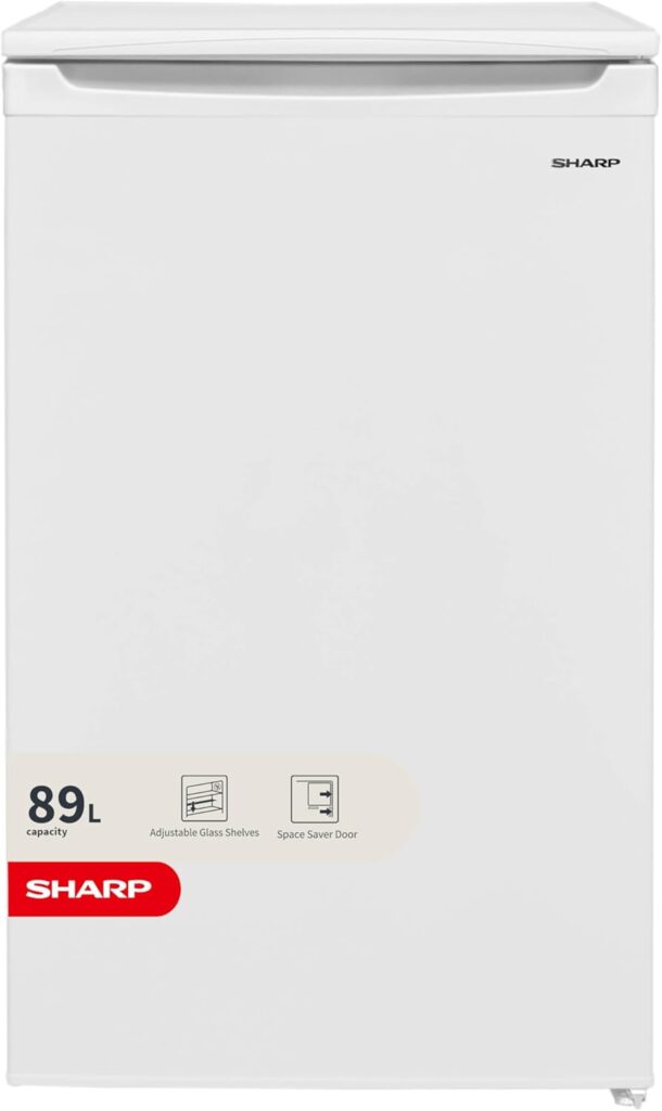 Sharp SJ-UE080M4W-EN Undercounter Fridge, with Icebox, E Rated, 48 cm, White           [Energy Class E]