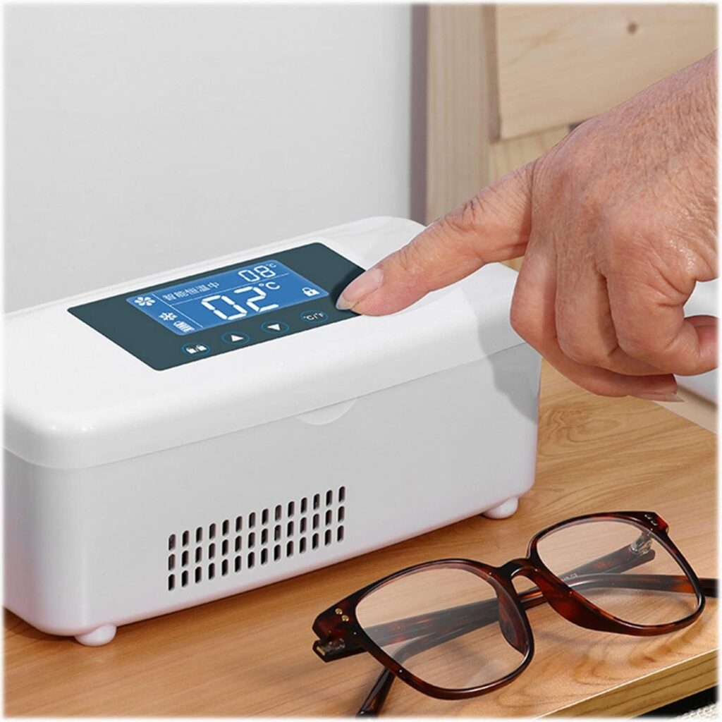 TOYOCC Small Medicine Fridge And Insulin Cooler For Home Car Portable 2-8℃ Medical Fridge Cooling Box Mini Diabetic Supplies Cooler Case With Battery