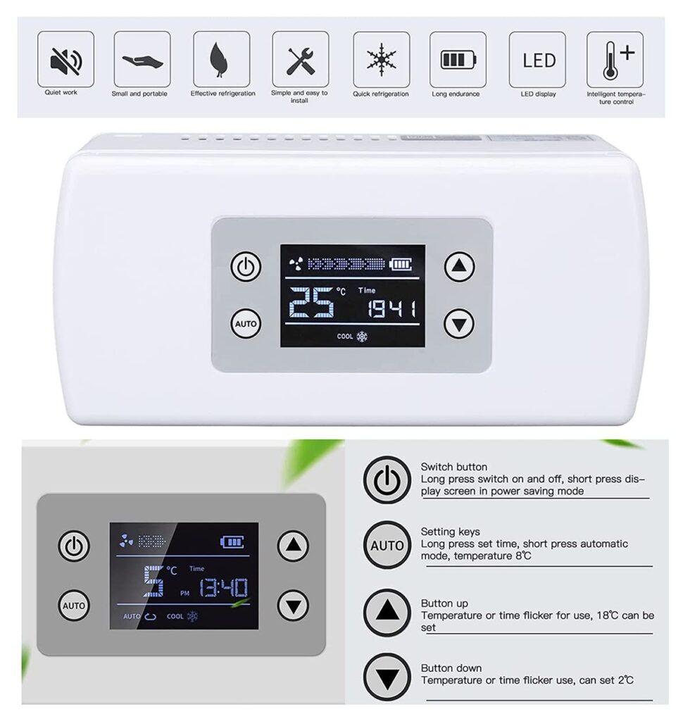 USB Medicine Refrigerator And Insulin Cooler Travel Case For Home Car 2-8℃ Thermostat Drug Reefer Diabetic Medication Organizer LCD Display Mini Fridge
