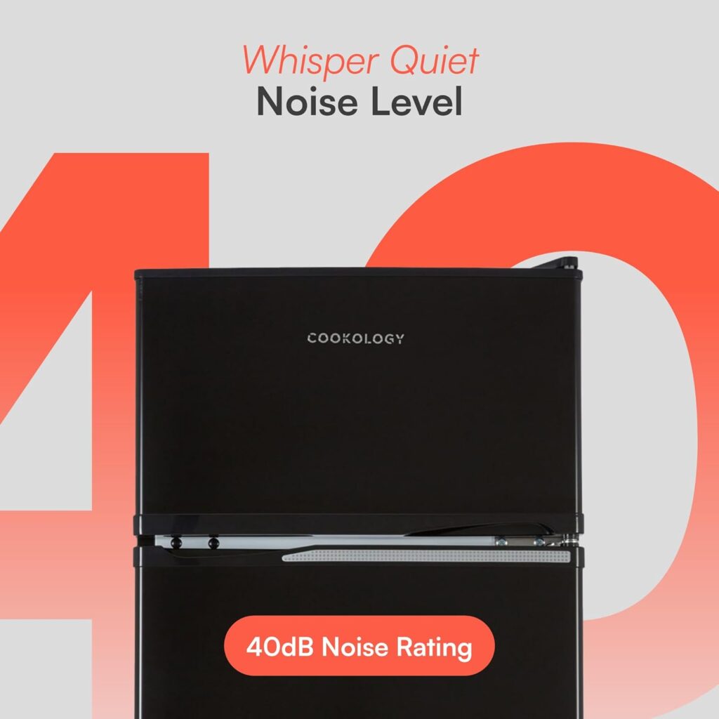 Cookology UCFF87WH 47cm Freestanding under counter Small Fridge Freezer in White - 87 Litre Capacity - 2 Doors - Adjustable Temperature Control - LED Light - 3 Star Freezer Rating           [Energy Class F]