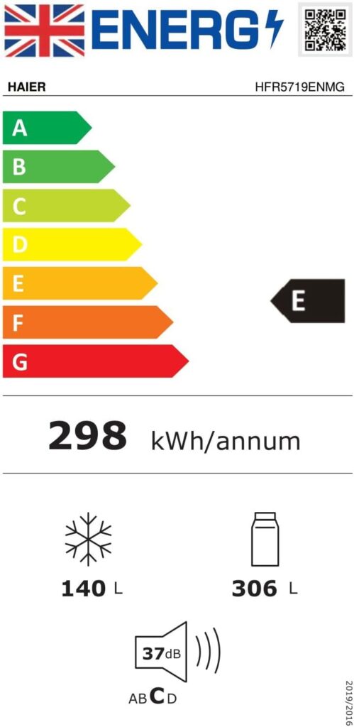 Haier HFR5719EWMP Non-Plumbed Total No Frost American Fridge Freezer - Platinum Inox - E Rated           [Energy Class E]