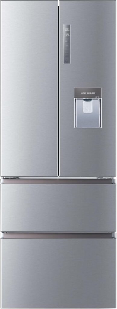 Haier HFR5719EWMP Non-Plumbed Total No Frost American Fridge Freezer - Platinum Inox - E Rated           [Energy Class E]