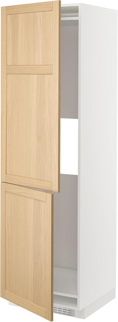 ProTuning METOD Hi cab f fridge or freezer w 2 drs, white/Forsbacka oak, 60x60x200 cm