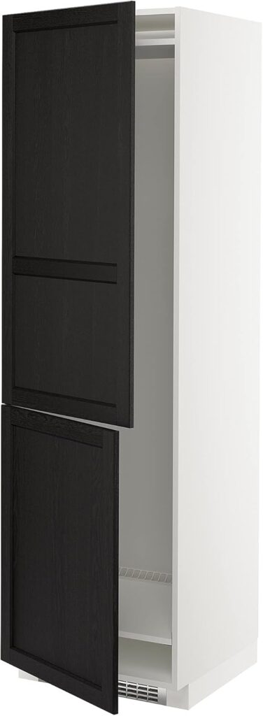 ProTuning METOD Hi cab f fridge or freezer w 2 drs, white/Lerhyttan black stained, 60x60x200 cm