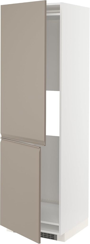 ProTuning METOD Hi cab f fridge or freezer w 2 drs, white/Upplöv matt dark beige, 60x60x200 cm