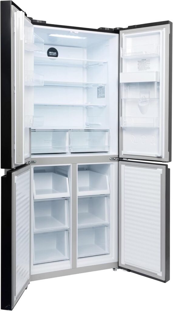 Willow WSBES4MDB 415L American Side by Side Fridge Freezer with Water Dispenser, Total No Frost, 5* Rating, LED Door Display, Mark-Proof Finish - Black           [Energy Class E]