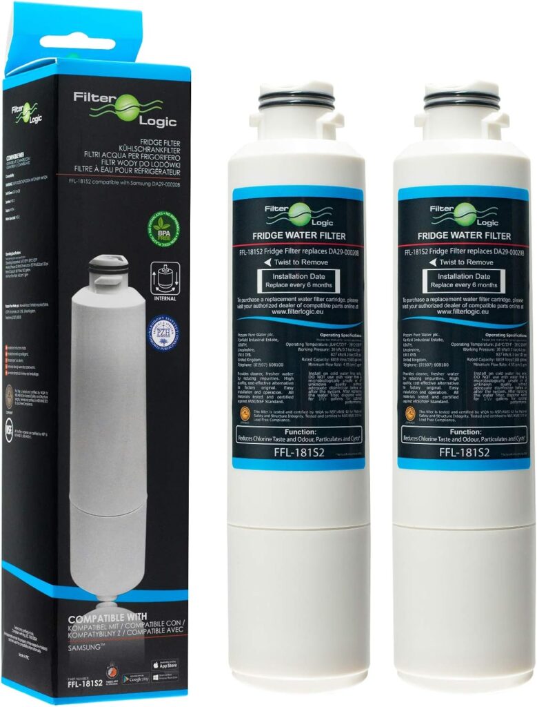 FilterLogic FFL-181S2, 2 Pack | Water Filter Cartridge for Samsung Fridge-Freezers, HAF-CIN/EXP, HAF-CIN, HAFCIN, DA29-00020B, DA97-08006A-B, DA97-08043ABC