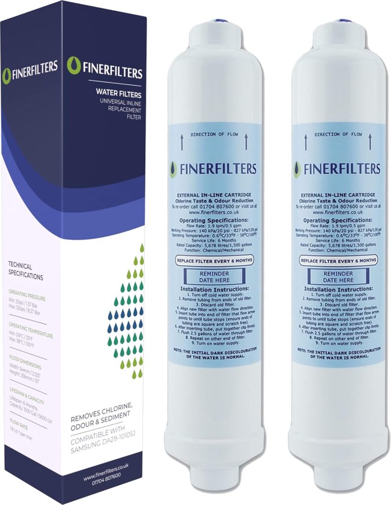 Finerfilters FF-6010PF Replacement Fridge Water Filters Compatible with Samsung, LG, Kenwood, Daewoo, Beko, Bosch  More (2 Pack) Enjoy Great Tasting Water Today with these Filters