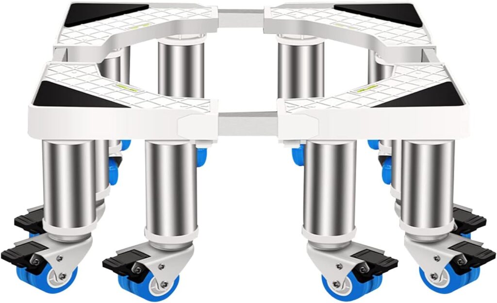 Freestanding Fridge Freezer Trolley Height 35cm/13.7in Fridge Freezer wheels Adjustable Side-by-side Fridge Freezer Stand Base Double Door Wine Cooler Base Tray 12 Wheels (65-85cm)