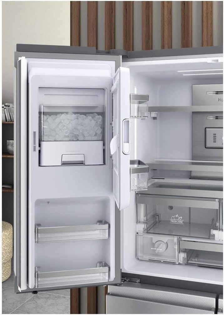 HQ9I MO1L UK Freestanding American Fridge Freezer, 554L Large Capacity, 90.8cm Width, Stainless Steel Finish, Total No Frost, MultiCool Flow, Energy Efficient, LED Lighting           [Energy Class F]