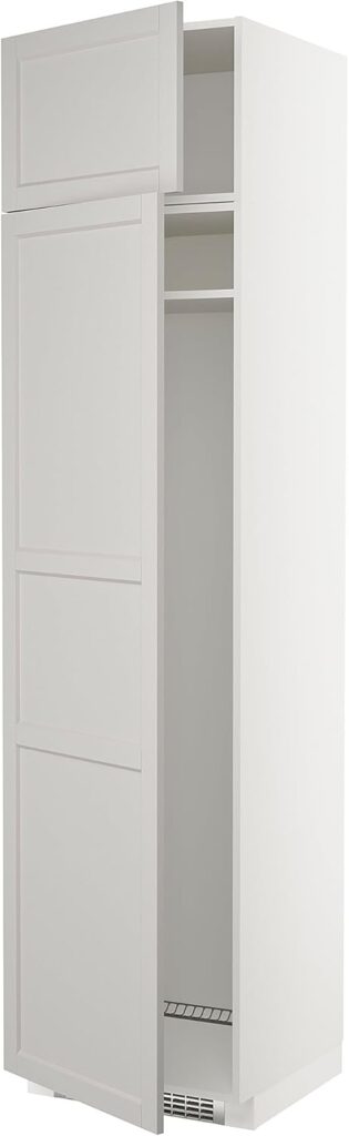ProTuning METOD Hi cab f fridge or freezer w 2 drs, white/Lerhyttan light grey, 60x60x240 cm