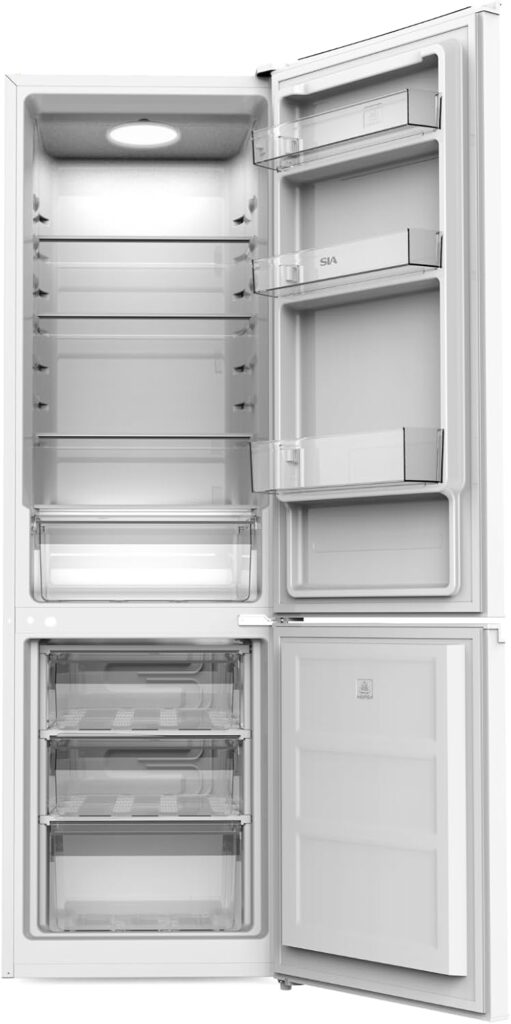 SIA SFF17855WE 70/30 Split Freestanding Fridge Freezer in White, Large 268L Capacity, E Rated, LED Interior Light, 2 Years Parts  Labour Guarantee
