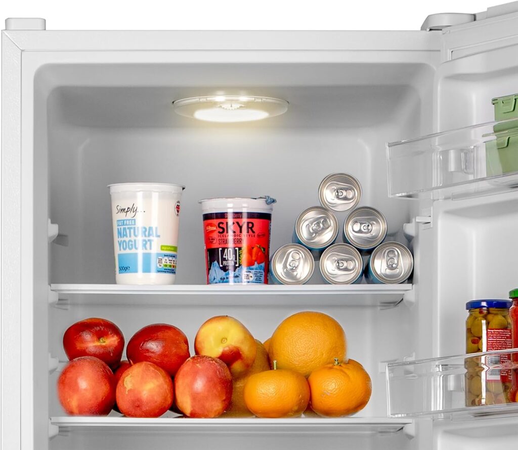SIA SFF17855WE 70/30 Split Freestanding Fridge Freezer in White, Large 268L Capacity, E Rated, LED Interior Light, 2 Years Parts  Labour Guarantee