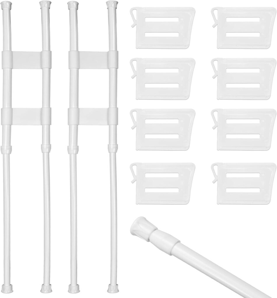 2 Pcs Double RV Refrigerator Bars 15.8-27.6inch Adjustable Tension Rv Fridge Rod with 8 Pcs freezer dividers,for Holding Food Drinks in Caravans and Motorhomes