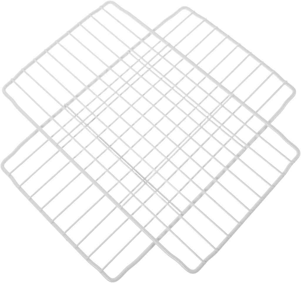 2 Pcs White Wire Freezer Shelf Organizer Rack 28×17 CM Grid Storage Divider for Chest Freezer and Refrigerator Internal Shelves Space Saving          [Energy Class A]