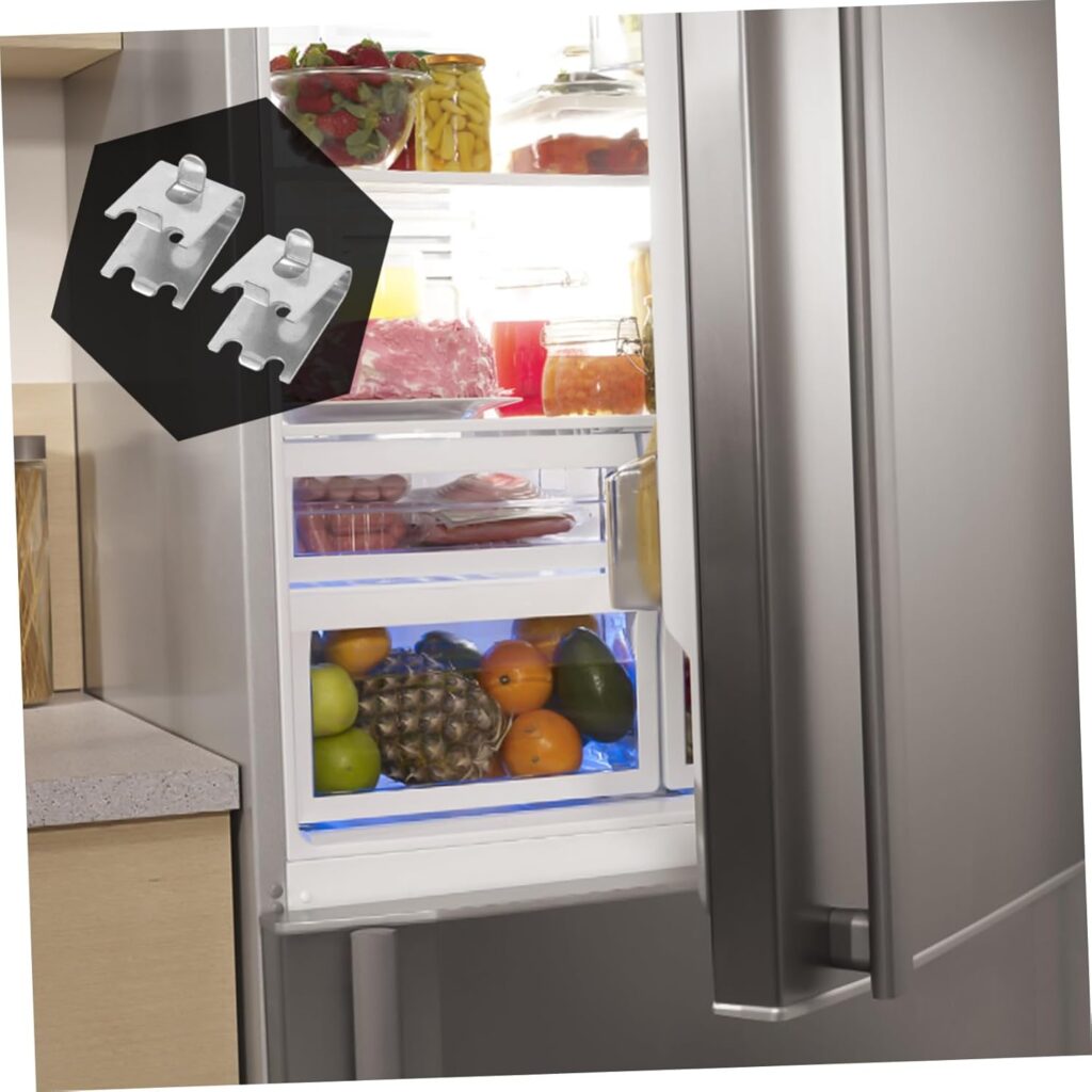 4pcs Stainless Steel Adjustable Shelf Hooks Refrigeration Partition Clips Fridge Shelf Support Brackets for Freezer and Refrigerator Shelving Replacement          [Energy Class A]