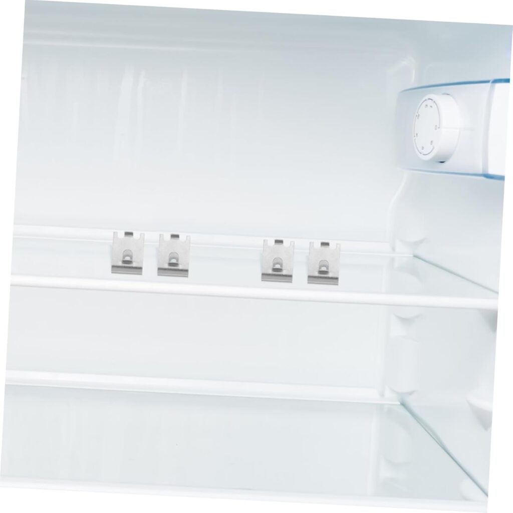 4pcs Stainless Steel Adjustable Shelf Hooks Refrigeration Partition Clips Fridge Shelf Support Brackets for Freezer and Refrigerator Shelving Replacement          [Energy Class A]