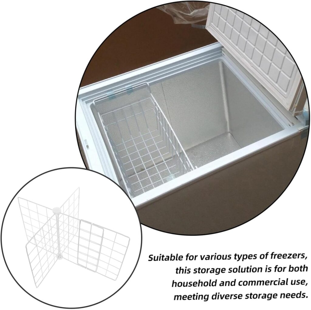 Angoily Freezer Divider Iron Wire Shelf Organizer with Adjustable Compartments and Ventilated Design for Refrigerator and Freezer Storage Compatible with Various Models for Efficient Food