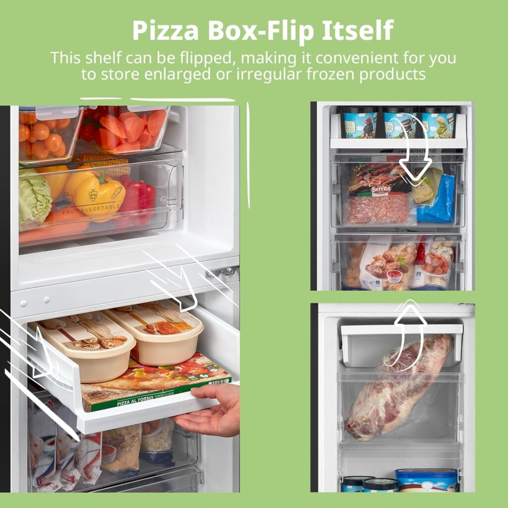 COMFEE RCB169BL2UK(E) 174 Litre Freestanding Fridge Freezer, Low Frost, Adjustable thermostat, Energy Saving LED lights, Reversible Door Hinge, Low Noise- Black           [Energy Class E]