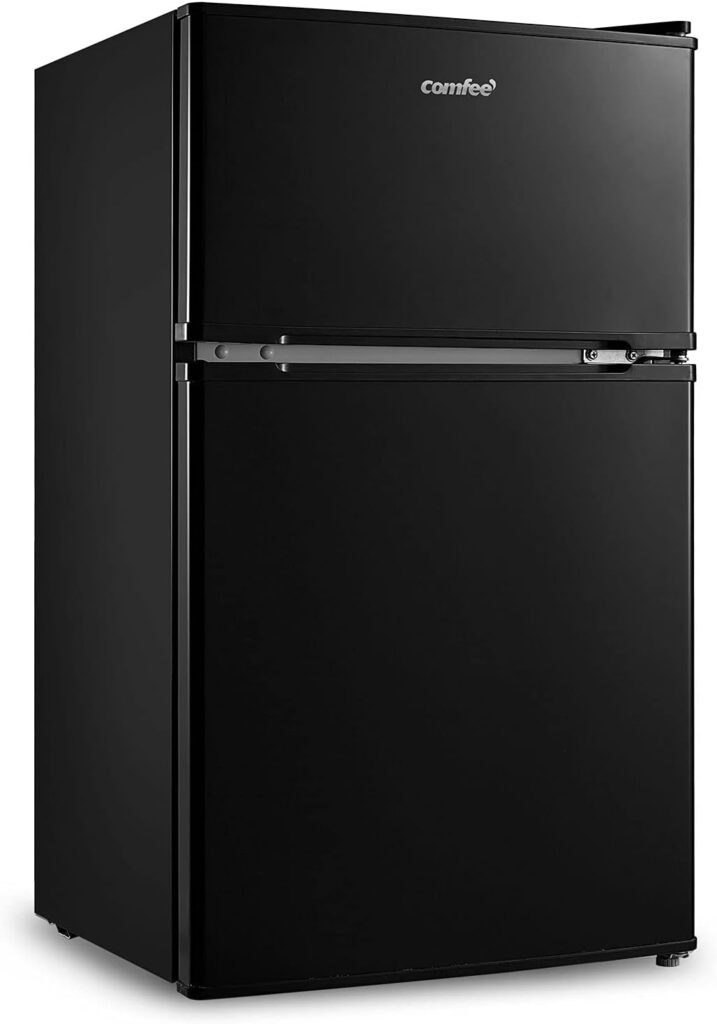 COMFEE RCB169BL2UK(E) 174 Litre Freestanding Fridge Freezer, Low Frost, Adjustable thermostat, Energy Saving LED lights, Reversible Door Hinge, Low Noise- Black           [Energy Class E]