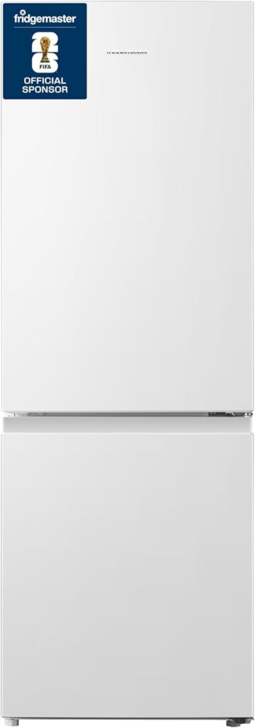 Fridgemaster MC50175A 50cm Freestanding 60/40 Fridge Freezer - 175-litre capacity with Crisper box - Reversible Door - LED Lighting- 4 Star Freezer Rating - White - E Rated           [Energy Class E]