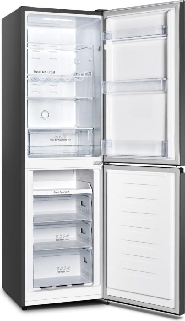 Hisense RB327N4ABD 50/50 Split 256 Litre 182cm High x 55cm Wide 3 Freezer Compartment Freestanding No Frost Fridge Freezer - Reversible Door - Wine Rack - Black - 2 Year Warranty           [Energy Class D]