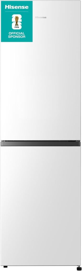 Hisense RB327N4BWE 55cm Freestanding 50/50 Fridge Freezer - 256 litre capacity - Total No Frost -LED Light - Reversible door - Silver - E Rated, H182.4 x W55 x D56.2 (cm)           [Energy Class E]