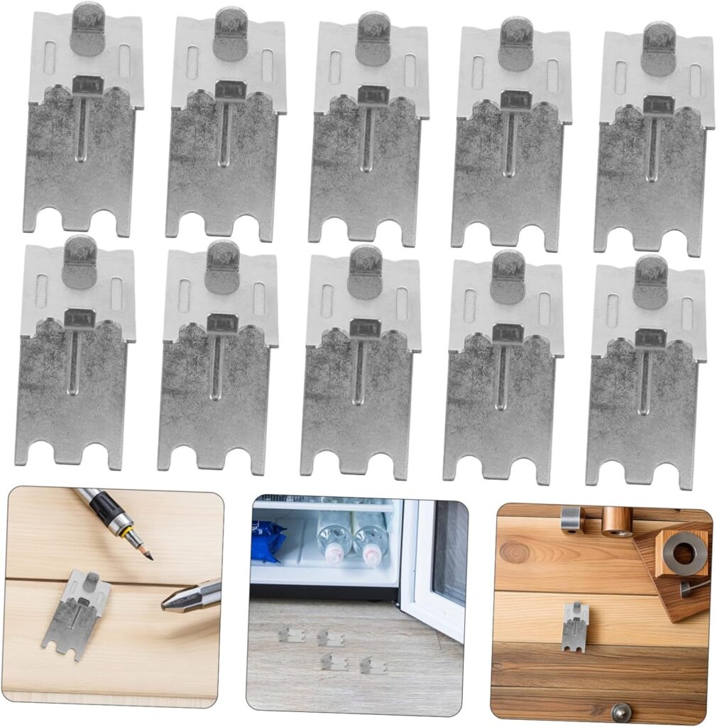 HOMSFOU 10pcs Stainless Steel Refrigerator Shelf Brackets Rust-resistant Fridge and Freezer Clips for Adjustable Shelving Organizers Easy Installation Kitchen Accessories          [Energy Class A]