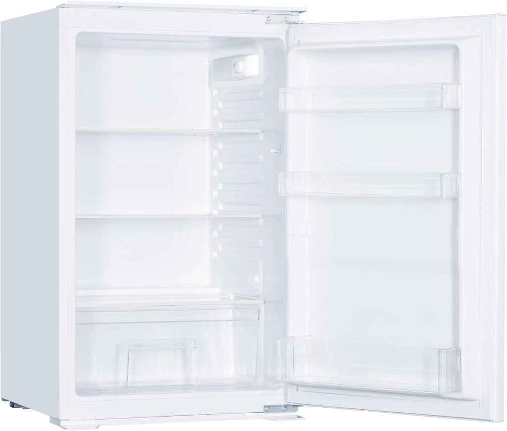 HYE 54cm In-column Integrated Larder Fridge – 129L White built-in Larder Refrigerator, Adjustable Shelves, Quiet 39dB – under counter Fridge - RF01BIUC129W01           [Energy Class E]
