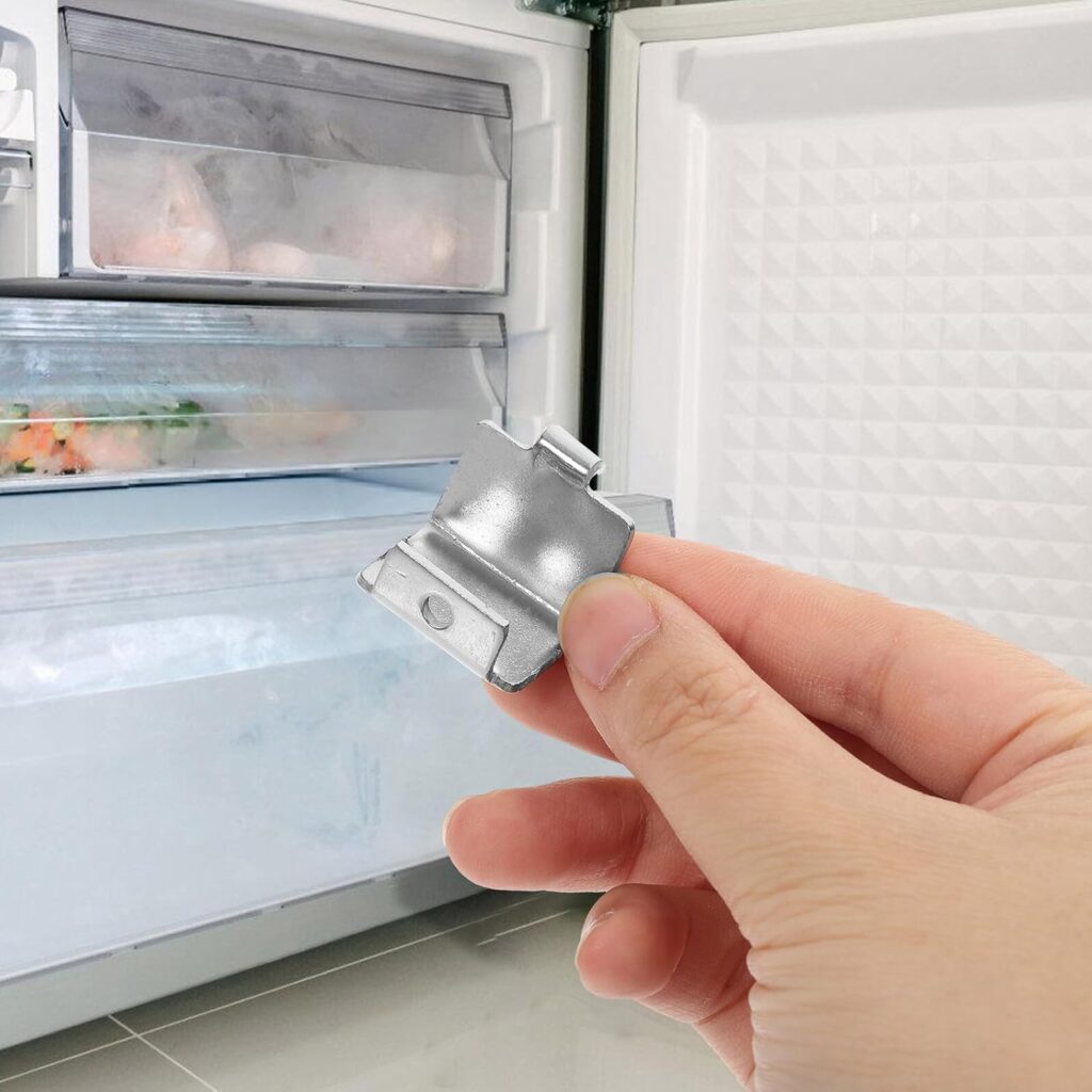 NOLITOY 10pcs Stainless Steel Adjustable Refrigerator Shelf Clips Fridge Support Bracket Hooks Fit Metal Freezer Divider Holders for Efficient Space Management