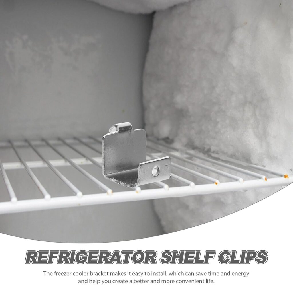 NOLITOY 10pcs Stainless Steel Adjustable Refrigerator Shelf Clips Fridge Support Bracket Hooks Fit Metal Freezer Divider Holders for Efficient Space Management