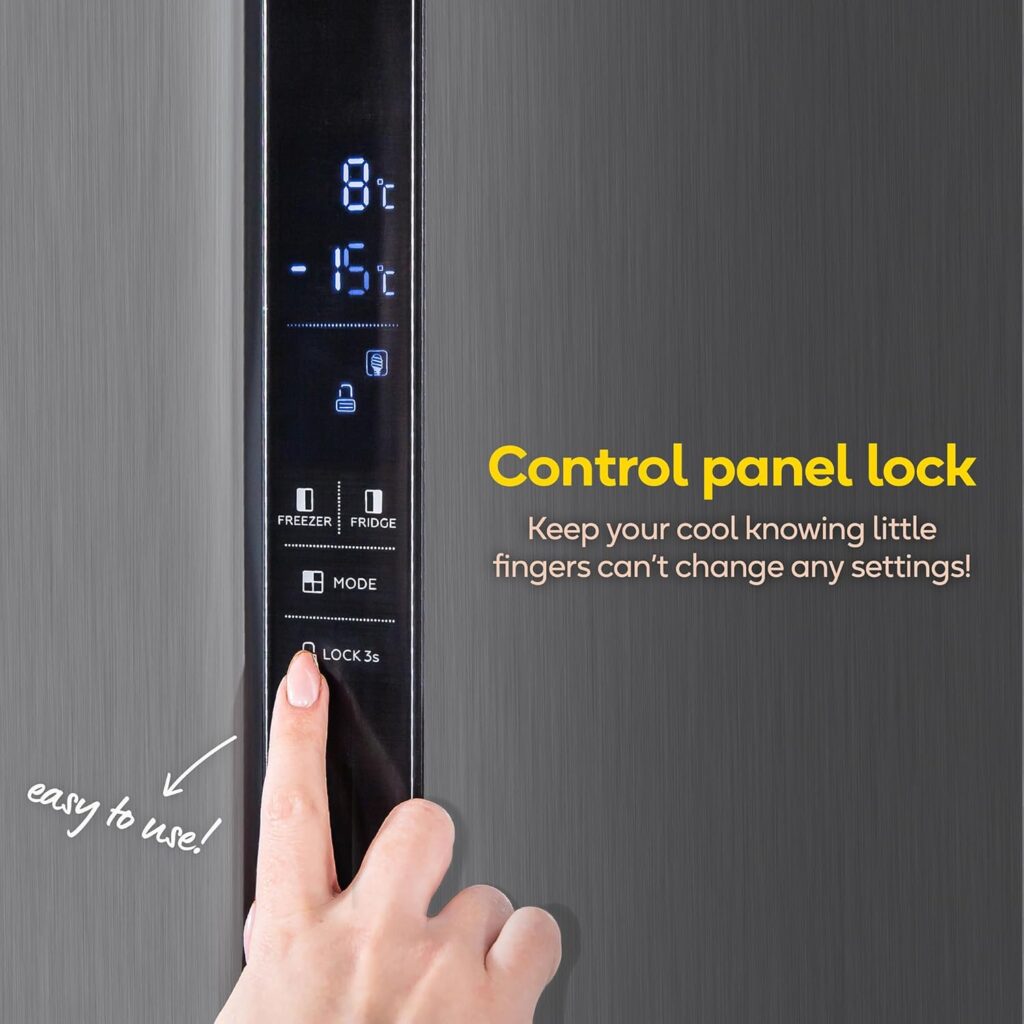 Russell Hobbs Freestanding American Fridge Freezer 442 Litre 70/30 Stainless Steel Super Freeze Function 177cm Tall  90cm Wide with 5 Glass Shelves, 2 Year Guarantee, RH90AFF201SS           [Energy Class E]