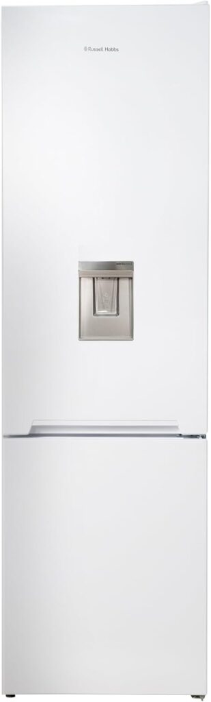 Russell Hobbs Fridge Freezer Freestanding Frost Free with Water Dispener Reversible Door, Adjustable Thermostat  Feet, 70/30 279L, 180cm High, LED Light, 2 Year Guarantee Silver RH180FFFF551E1SWD           [Energy Class E]