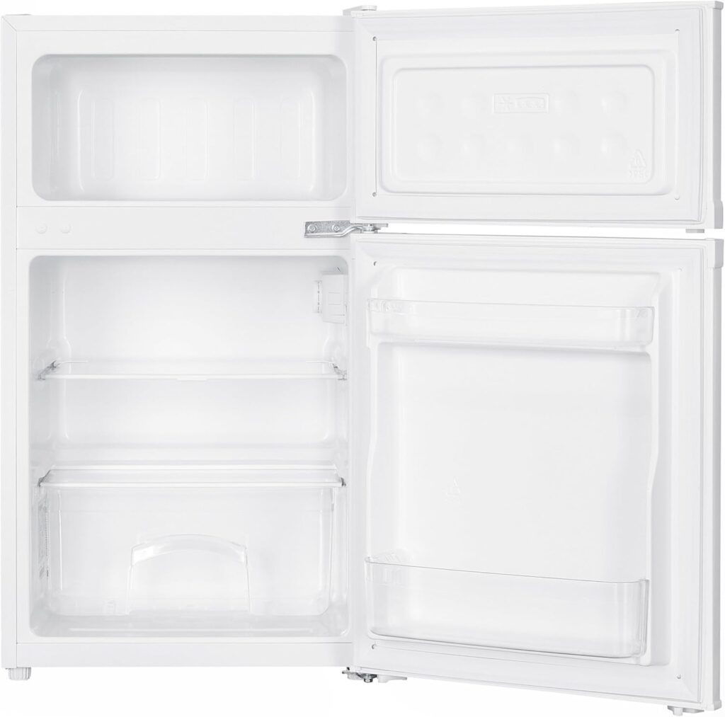 Teknix UCFFH48W 48cm Freestanding Under Counter Fridge Freezer in White - 85 Litre Capacity - 4 Star Freezer Rating - 2 Doors - Adjustable Temperature Control - LED Light           [Energy Class E]