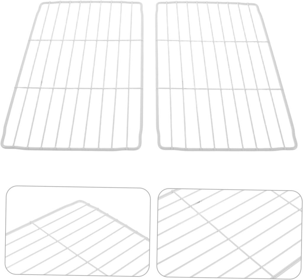 Yardenfun 2 Pcs Fridge Wire Shelves Organizer White Coated Iron Replacement Racks for Commercial Freezer and Refrigerator Metal Storage Shelving for Easy Access and Flexible Fit          [Energy Class A]