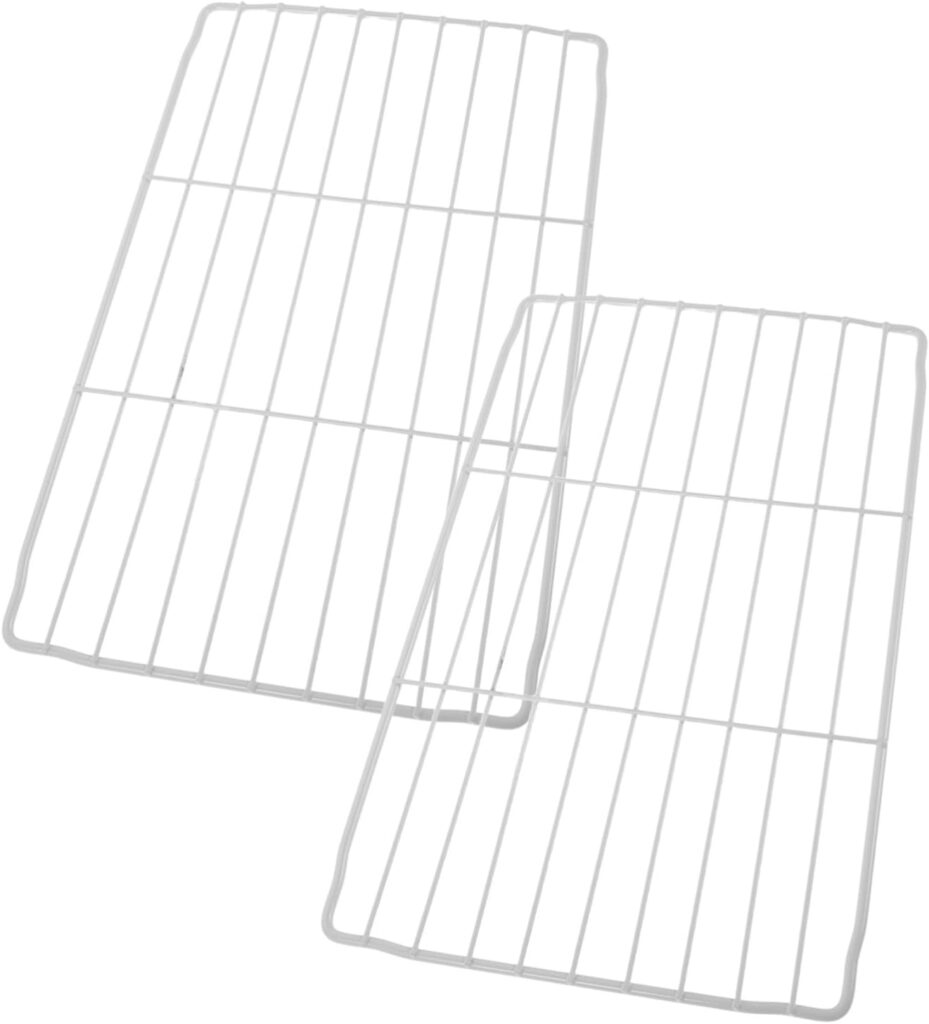 Yardenfun 2 Pcs Fridge Wire Shelves Organizer White Coated Iron Replacement Racks for Commercial Freezer and Refrigerator Metal Storage Shelving for Easy Access and Flexible Fit          [Energy Class A]