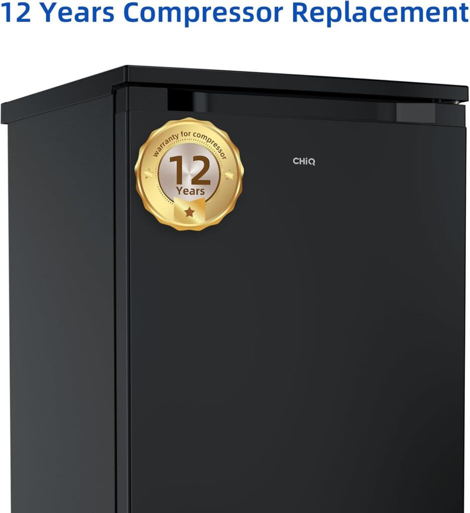 CHiQ CTT107BDU,Under Counter Fridge Freezer with 4 stars Ice-Box, 84.5cm Height，56cm Depth, 107L, Manual Defrost,Low-noise, 39dB,Black,Enegy Saving Rated D          [Energy Class D]