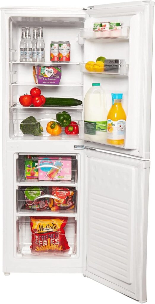Haden Freestanding Fridge Freezer - 50/50 Split, Adjustable Shelves, Salad Crisper, 3 Freezer Drawers, Reversible Doors, 144cm High Fridge Freezers, Energy Efficient          [Energy Class E]