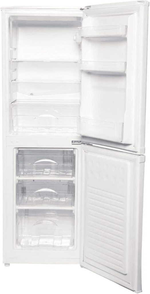 Haden Freestanding Fridge Freezer - 50/50 Split, Adjustable Shelves, Salad Crisper, 3 Freezer Drawers, Reversible Doors, 144cm High Fridge Freezers, Energy Efficient          [Energy Class E]
